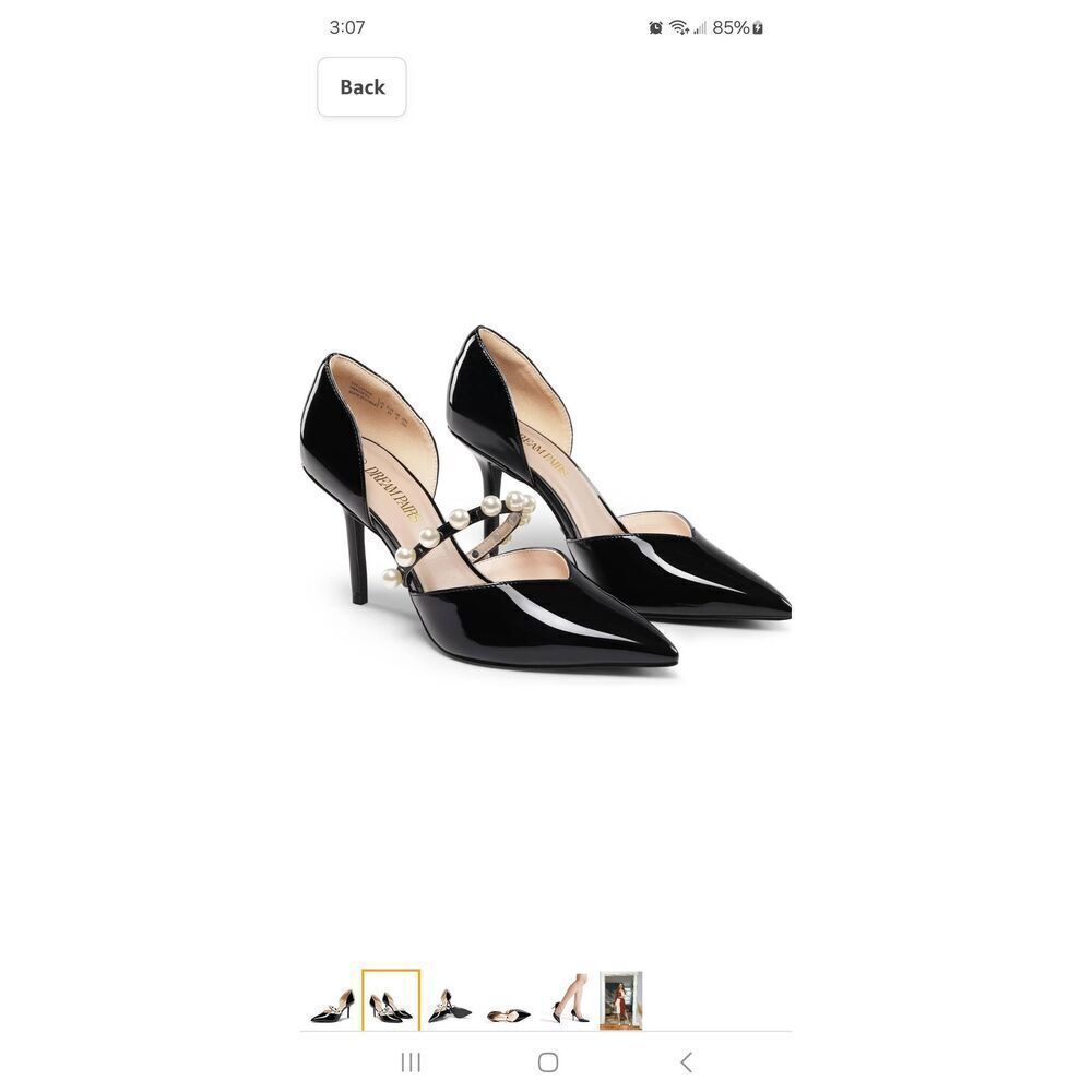 New 8.5 Dream Pairs Black Pearl High Heel Stiletto Elegant D'orsay Dress Shoes